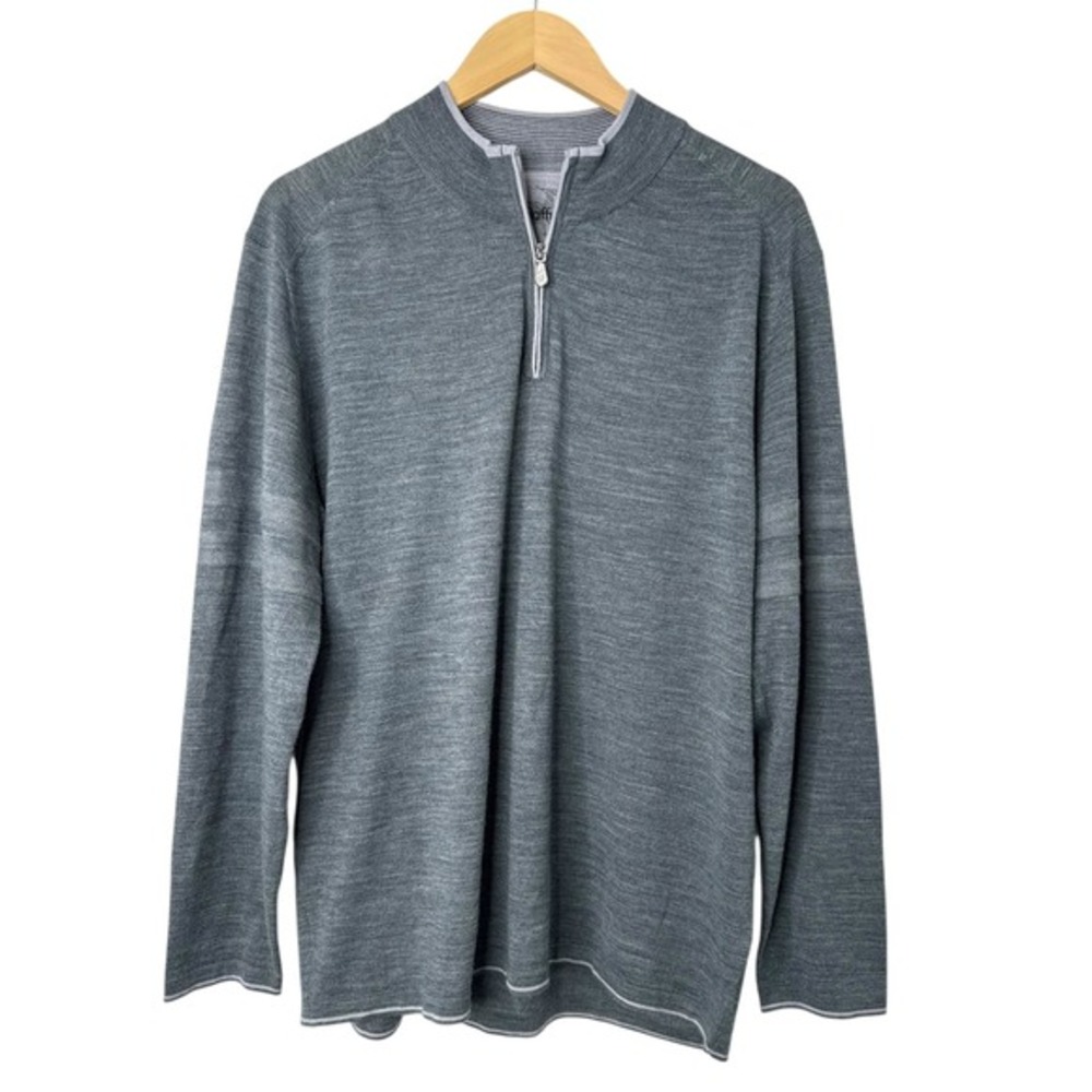 Raffi Mens 1/4 Zip Pullover Sweater XL Gray Wool Blend Long Sleeve Classic EUC‎